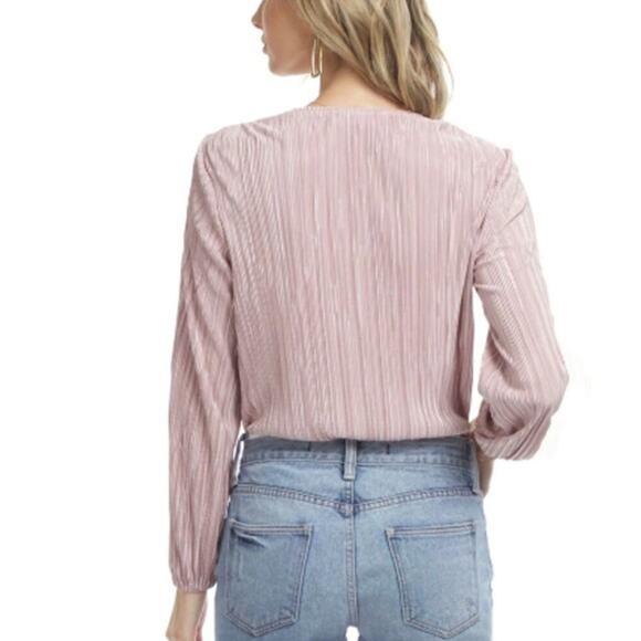 New Revolve ASTR the Label Deep Pleat Mauve Faux Wrap Bodysuit XS - Picture 3 of 8